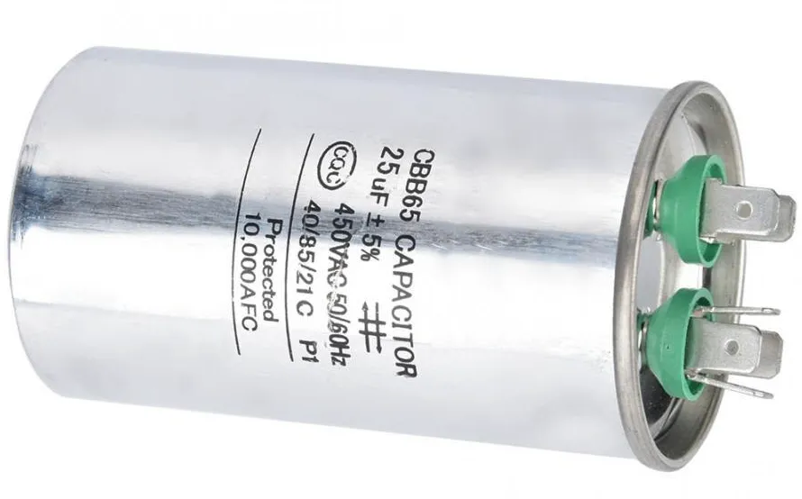 It_s a CBB65 capacitor, an air conditioning unit part with green terminals