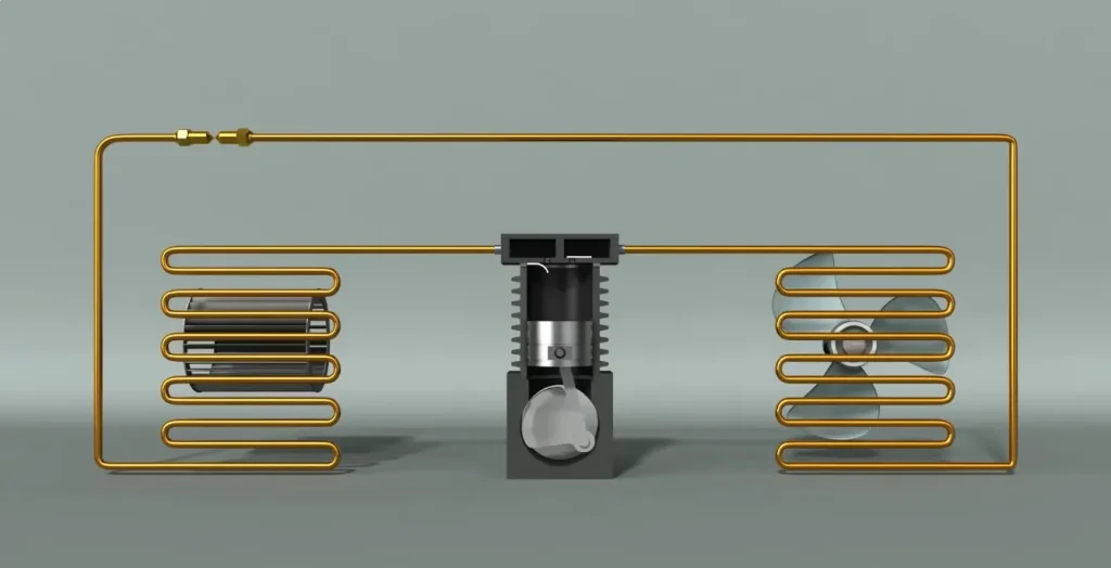 Simplified diagram showing how a mini split AC work via compressor, condenser, and evaporator cycle