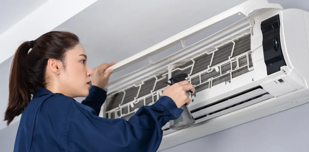 One of the DIY HVAC cleaning tips is cleaning the filter in the split system