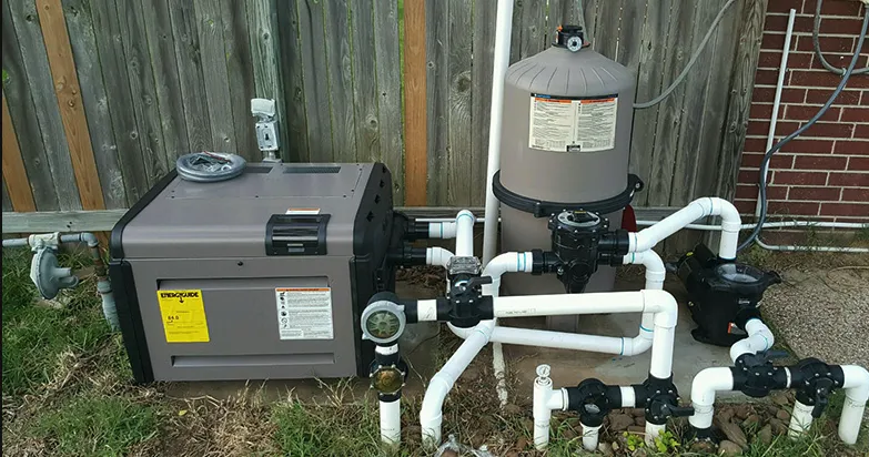 Professional installation of a natural gas heater and filtration system