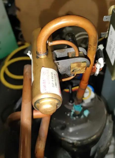 Copper refrigeration tubing with solenoid valve and compressor unit