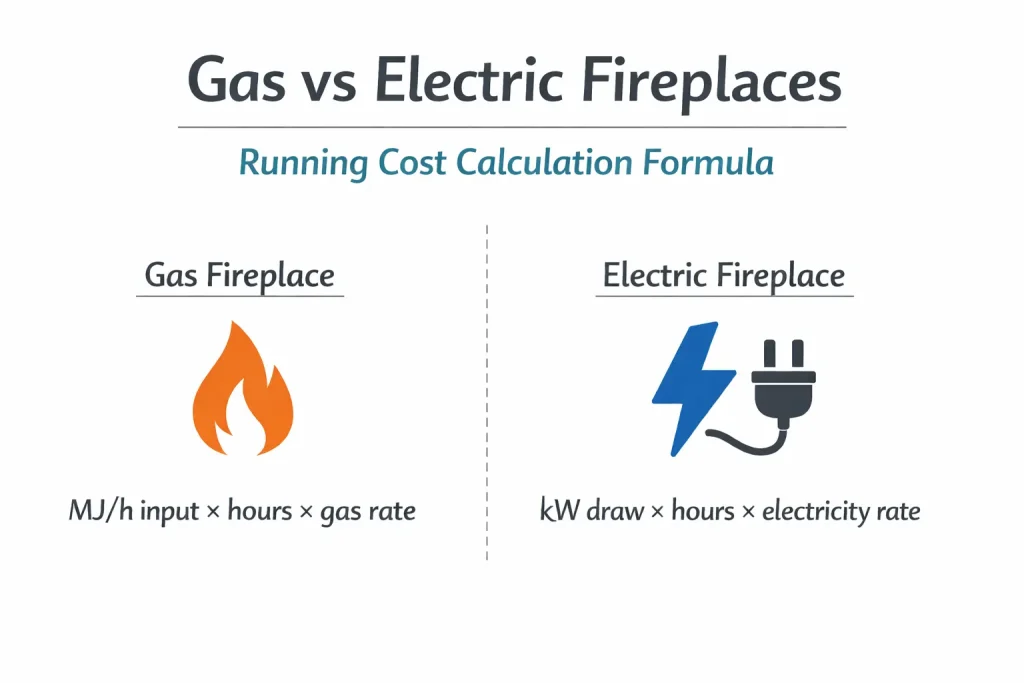 Gas vs Electric fireplace running out cost calculation formula