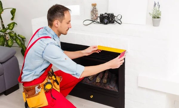 Fireplace installation process in an apartment