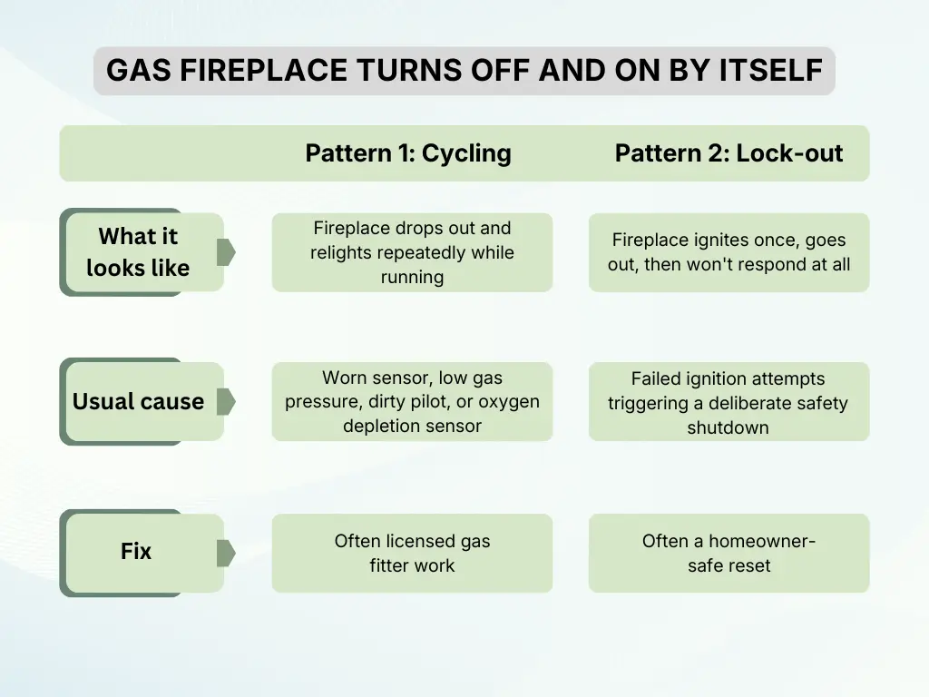 Two Problems of Gas Fireplace Cycling on and Off