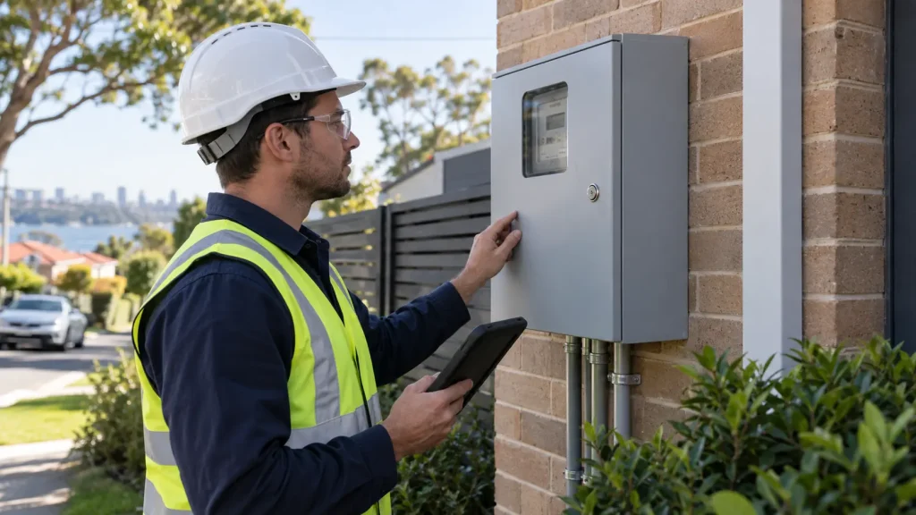 Electrician checking home power supply