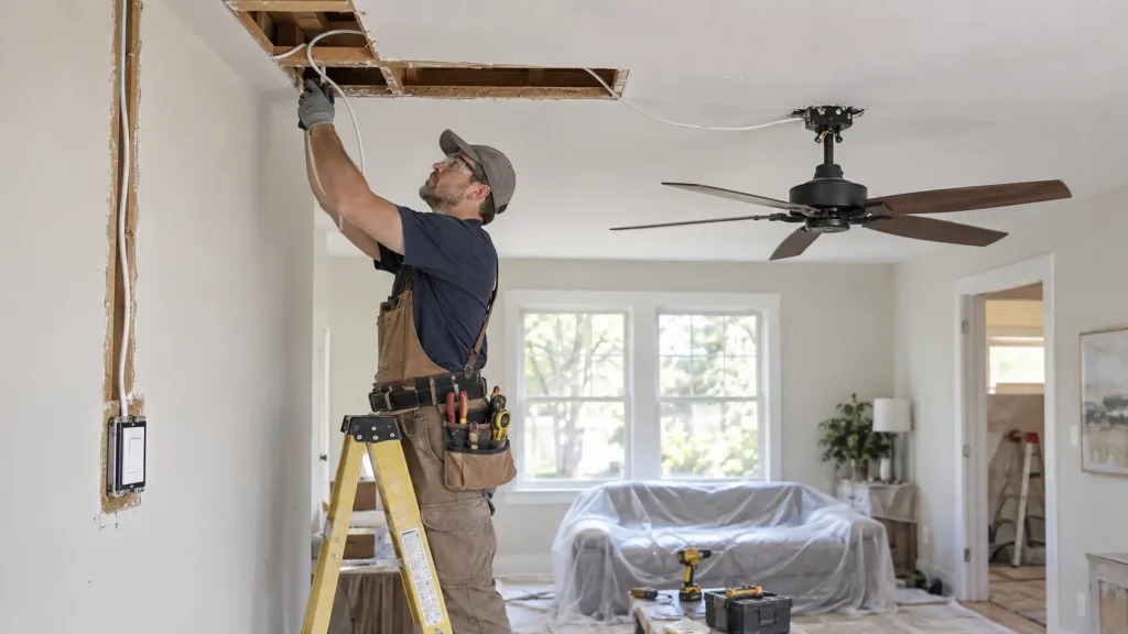 Installing a fan where there is no wiring