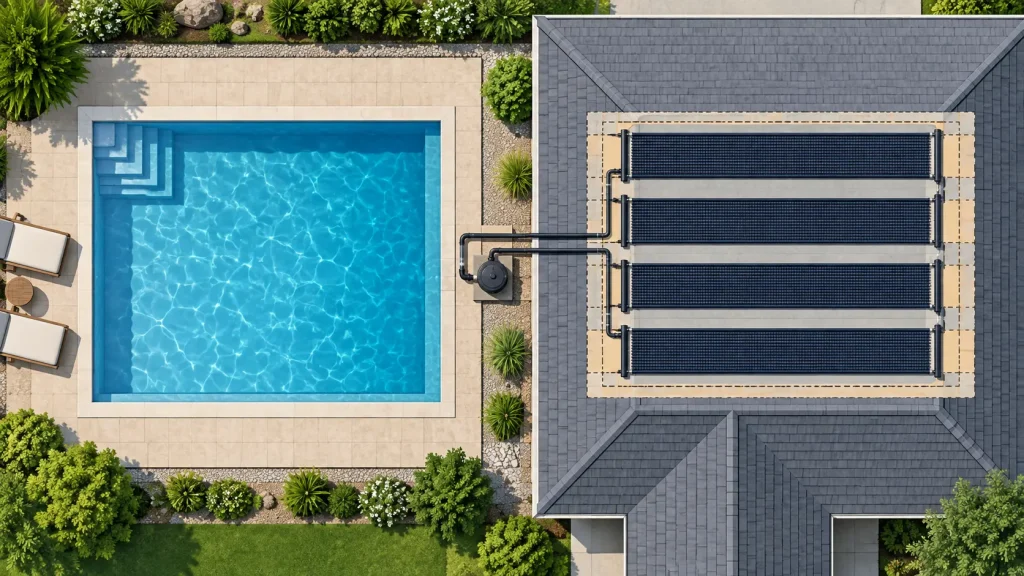 Pool collector area and roof footprint compared